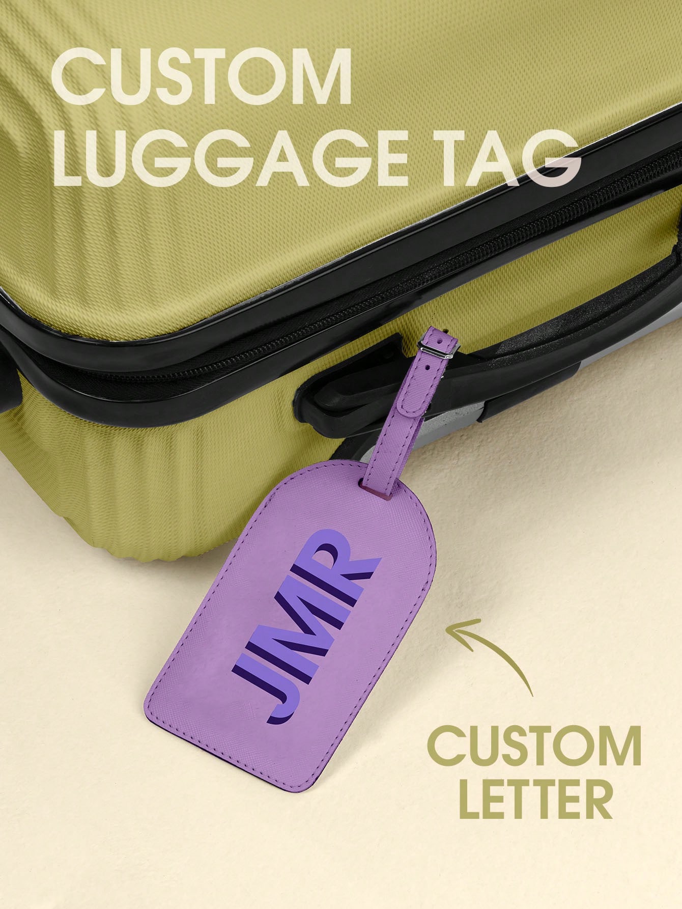 Travel Accessories Name - Étiquette de bagage personnalisée avec initiale,